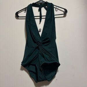 Elegant Deep Green Women's One-Piece Swimsuit